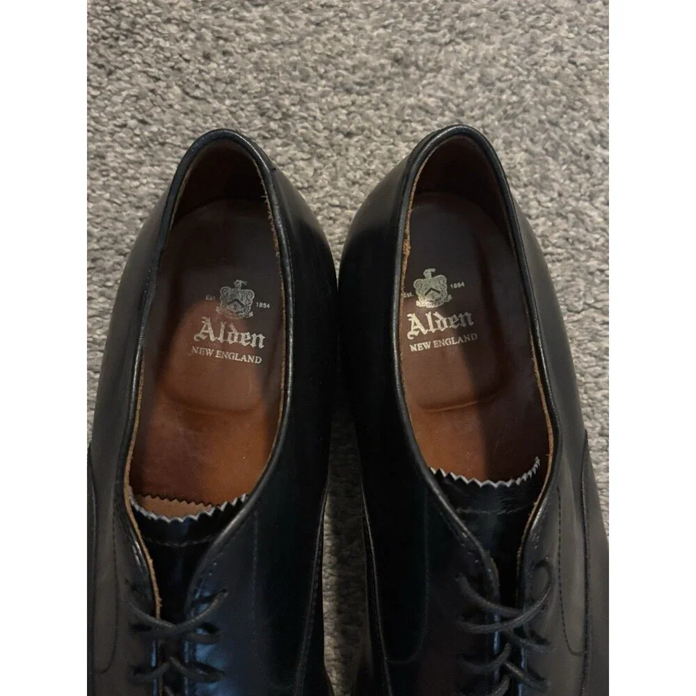 Alden 907 Dress Shoes Size 12.5 B/D Black Calfskin Cap Toe Balmoral Oxford